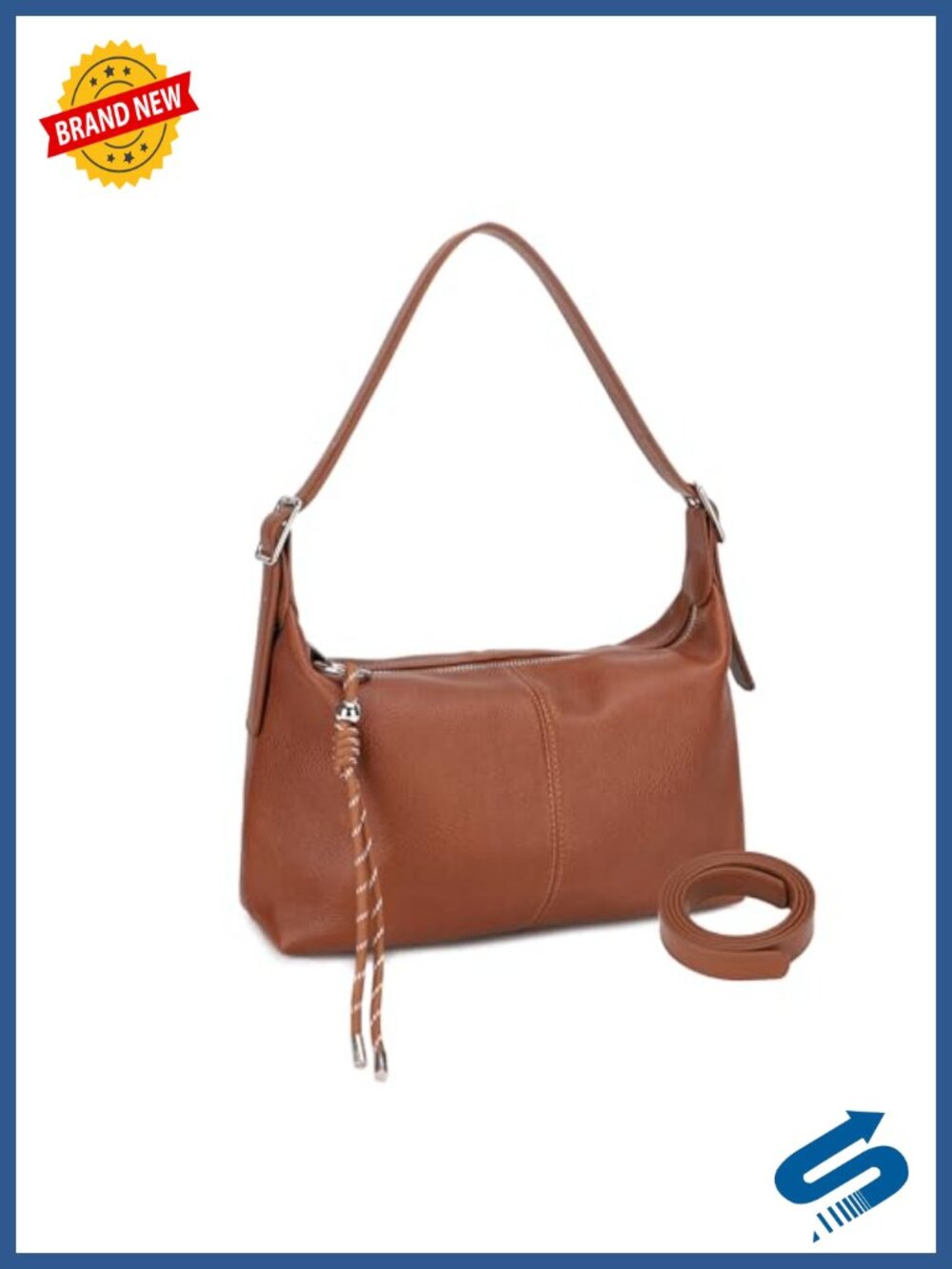Faux Leather Crossbody Shoulder Bag Slouchy Hobo Purse Adjustable Strap